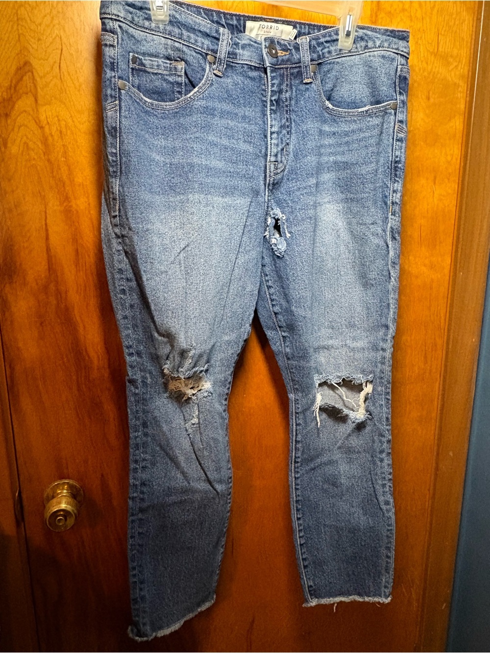 torrid Distressed Mid-Blue High-Rise Skinny Jeans